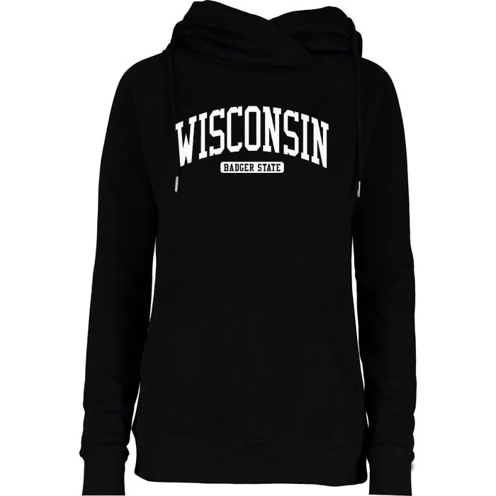 Wisconsin College University Style Womens Funnel Neck Pullover Hood