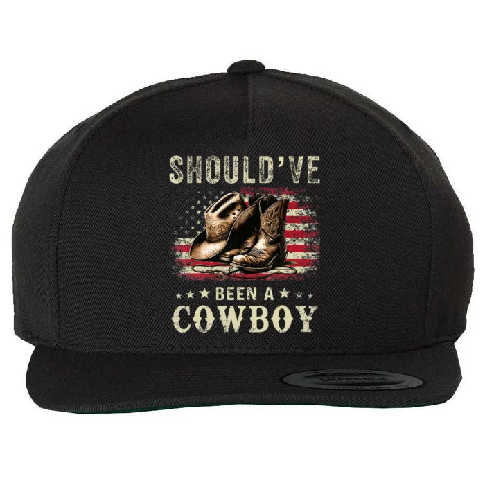 Western Cowboy Usa Flag I Should Have Been A Cowboy Boots Wool Snapback Cap