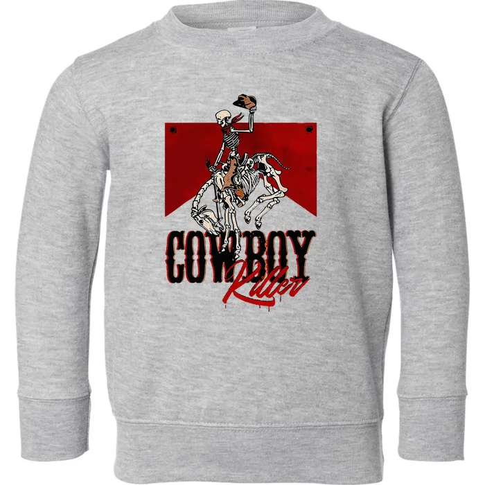 Western Cowboy Vintage Punchy Cowboy Killers Skeleton Toddler Sweatshirt