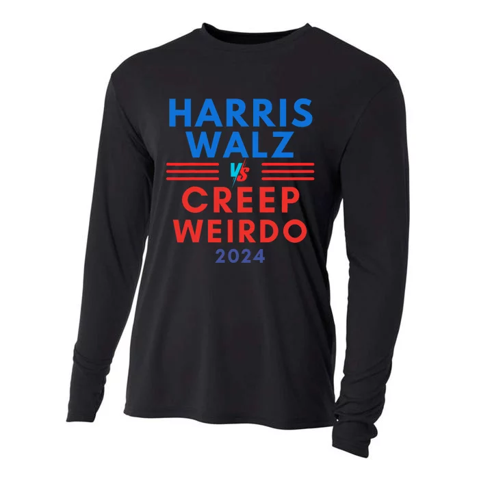 Weirdo Creep Vs Harris Waltz Funny Kamala Walz Election 2024 Cooling Performance Long Sleeve Crew