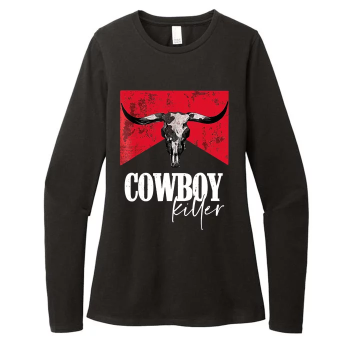 Western Cowgirl Vintage Cowboy Killer Bull Horn Womens CVC Long Sleeve Shirt