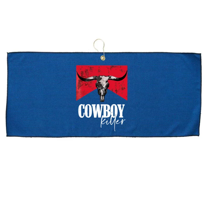 Western Cowgirl Vintage Cowboy Killer Bull Horn Large Microfiber Waffle Golf Towel