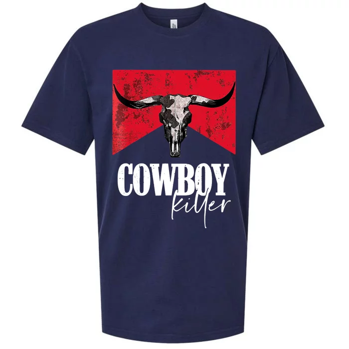 Western Cowgirl Vintage Cowboy Killer Bull Horn Sueded Cloud Jersey T-Shirt