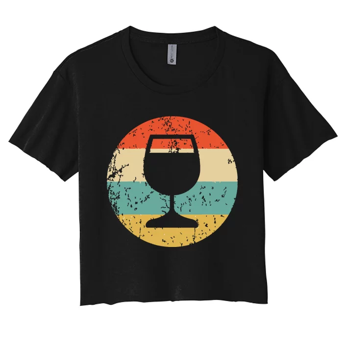 Wine Connoisseur Vintage Retro Wine Glass Women's Crop Top Tee