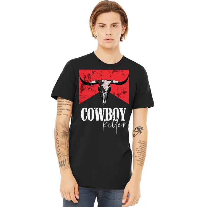 Western Cowgirl Vintage Punchy Skull Premium T-Shirt