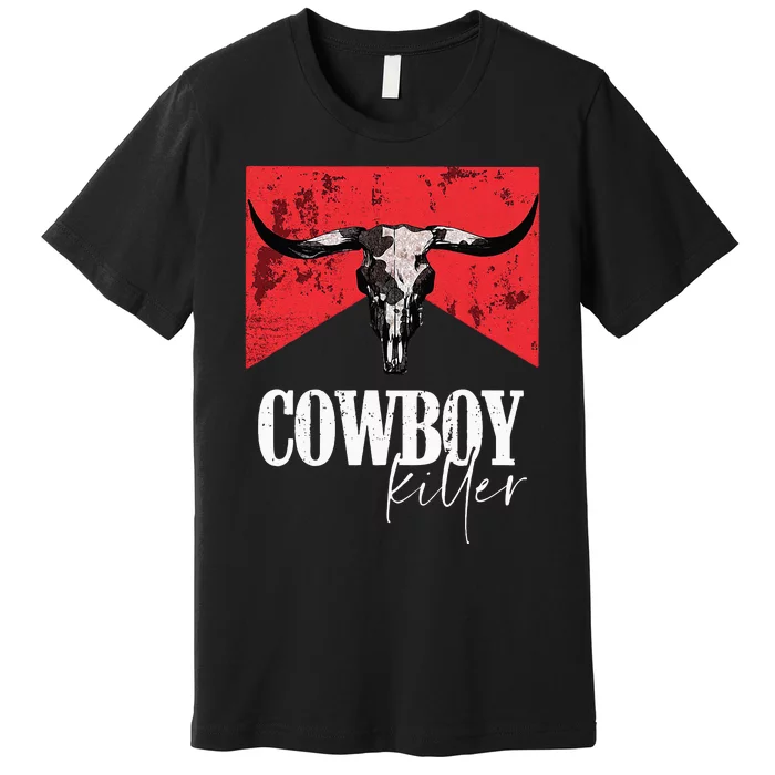 Western Cowgirl Vintage Punchy Skull Premium T-Shirt