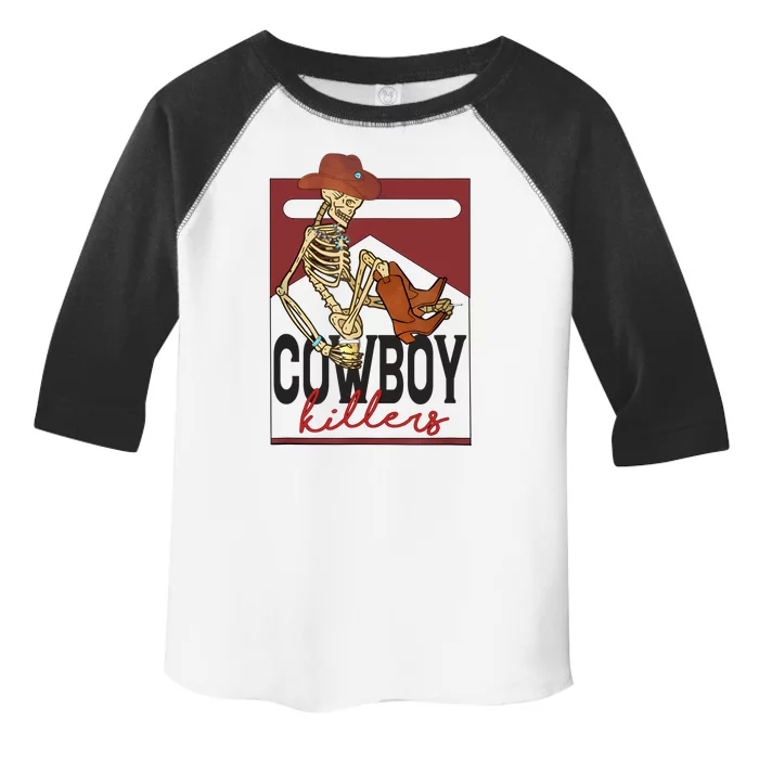 Western Cowboy Vintage Punchy Cowboy Killers Skull Skeleton Toddler Fine Jersey T-Shirt