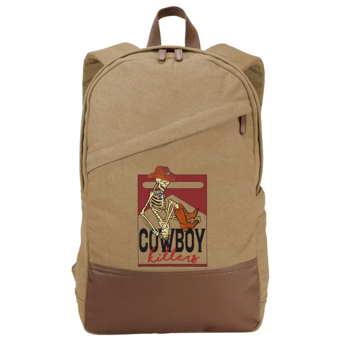 Western Cowboy Vintage Punchy Cowboy Killers Skull Skeleton Cotton Canvas Backpack