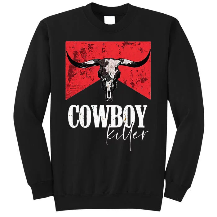 Western Cowgirl Vintage Punchy Cowboy Killers Bull Horn Tall Sweatshirt