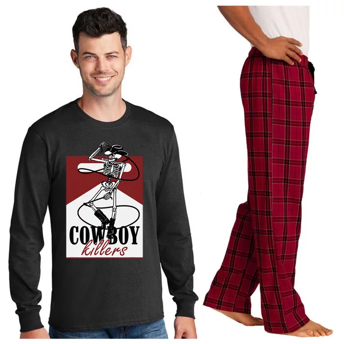 Western Cowboy Vintage Punchy Cowboy Killers Skull Long Sleeve Pajama Set