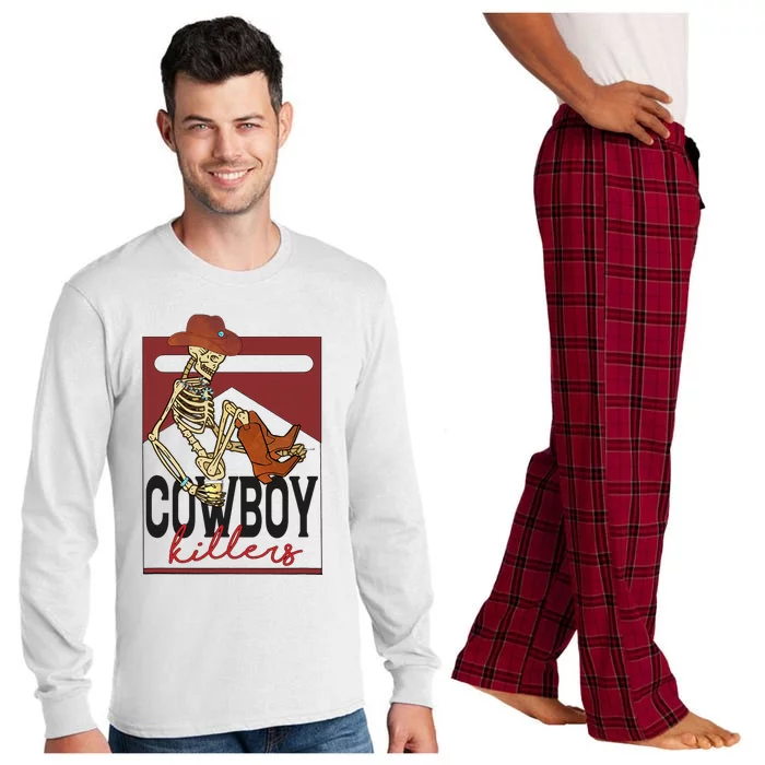 Western Cowboy Vintage Punchy Cowboy Killers Skull Skeleton Long Sleeve Pajama Set