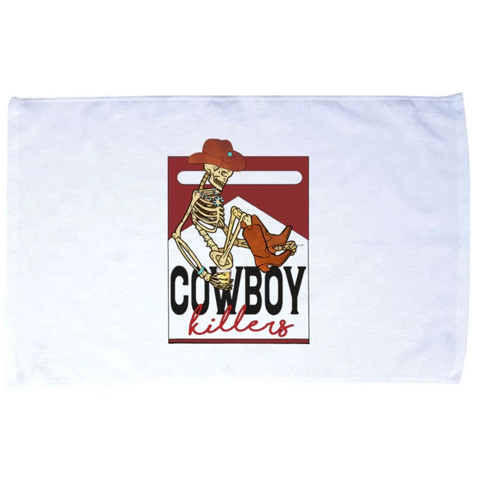 Western Cowboy Vintage Punchy Cowboy Killers Skull Skeleton Microfiber Hand Towel