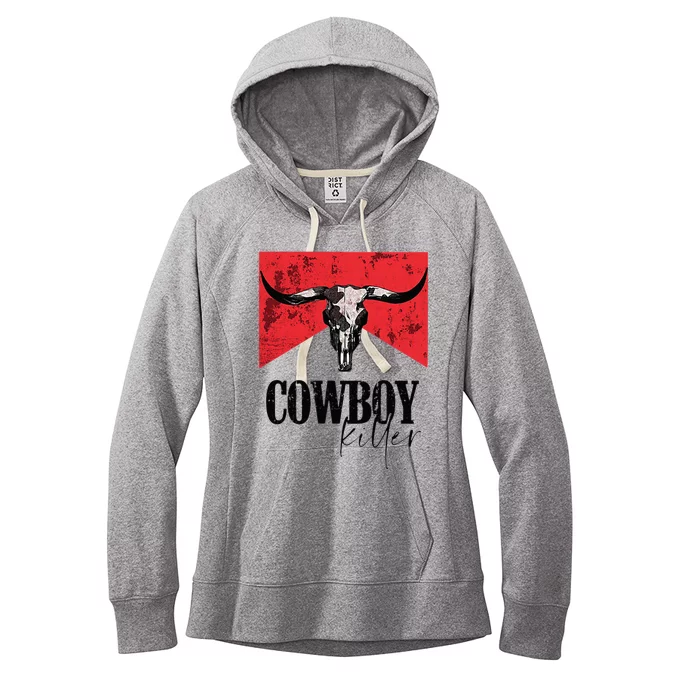 Western Cowgirl Vintage Punchy Cowboy Killers Skull Women's Fleece Hoodie