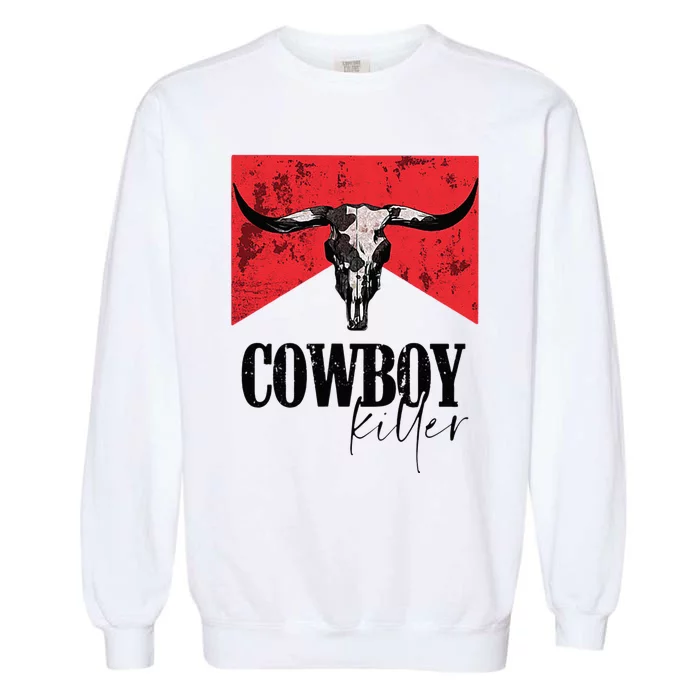 Western Cowgirl Vintage Punchy Cowboy Killers Skull Garment-Dyed Sweatshirt