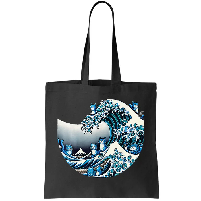 Women Cute Wave Of Blue Cats For Kamala Funny Gift Tote Bag