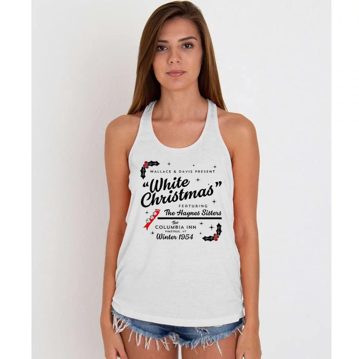 White Christmas Wallace And Davis Haynes Sister Matching Women's Knotted Racerback Tank