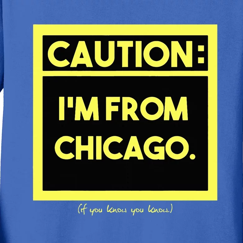 Windy City Wonder Caution Im From Chicago Lakeside Legacy Kids Long Sleeve Shirt