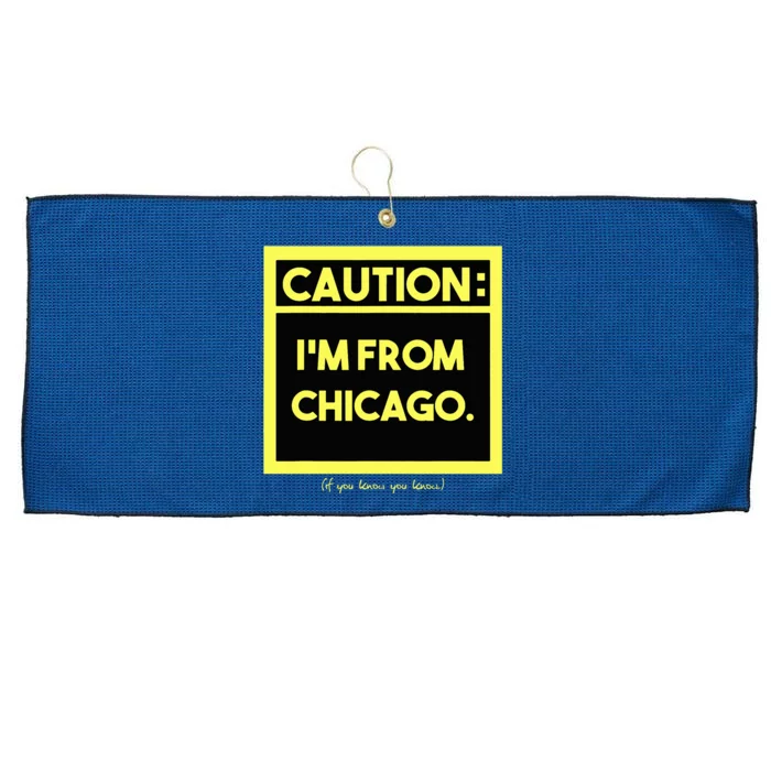 Windy City Wonder Caution Im From Chicago Lakeside Legacy Large Microfiber Waffle Golf Towel