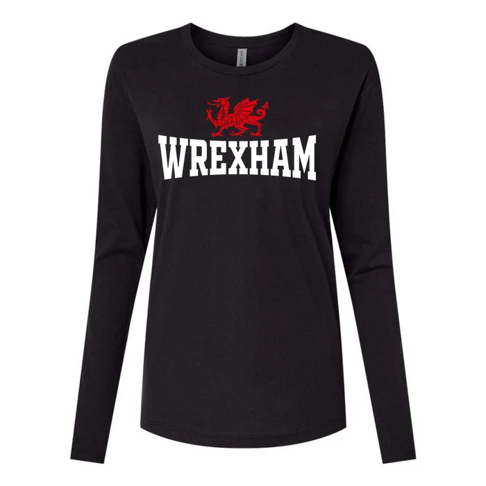 Wrexham City Wales Red Dragon Wrecsam Cymru County Of Wales Womens Cotton Relaxed Long Sleeve T-Shirt