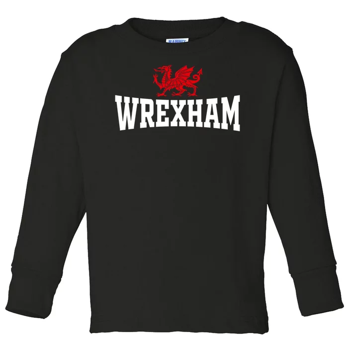 Wrexham City Wales Red Dragon Wrecsam Cymru County Of Wales Toddler Long Sleeve Shirt