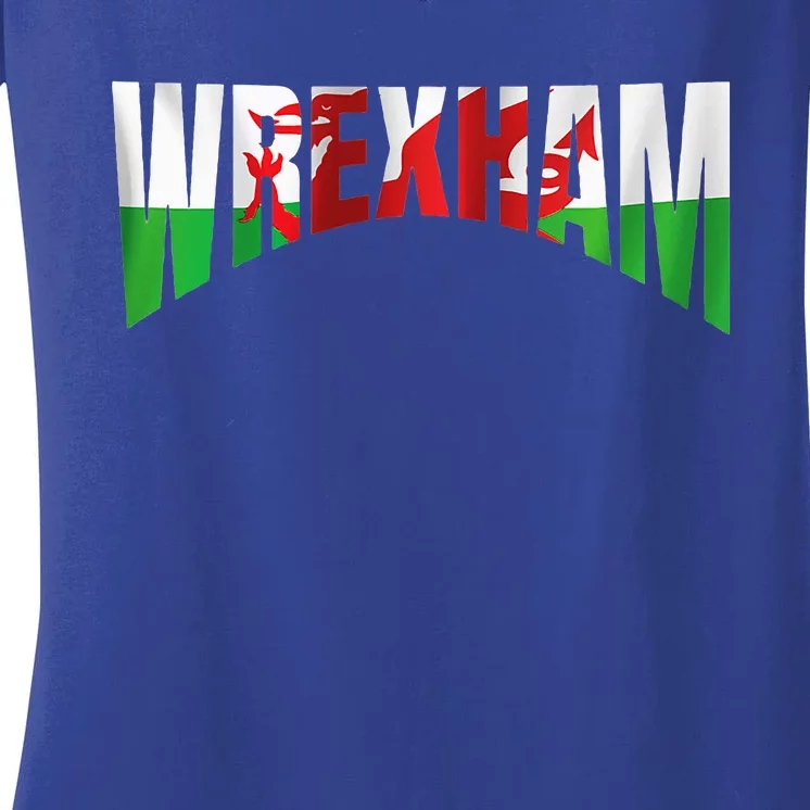 Wrexham Children Wales Flag Welsh Women's V-Neck T-Shirt