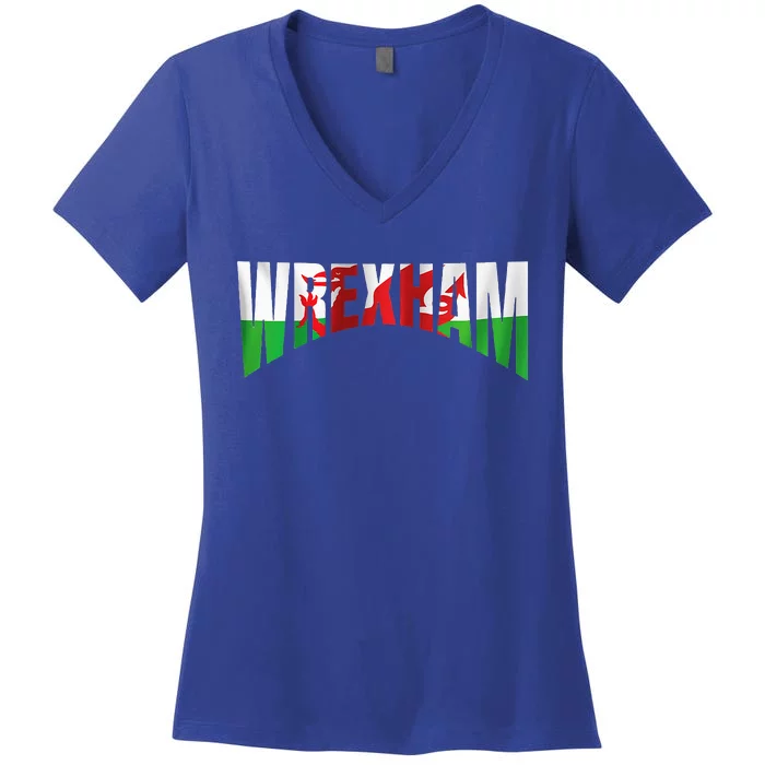 Wrexham Children Wales Flag Welsh Women's V-Neck T-Shirt