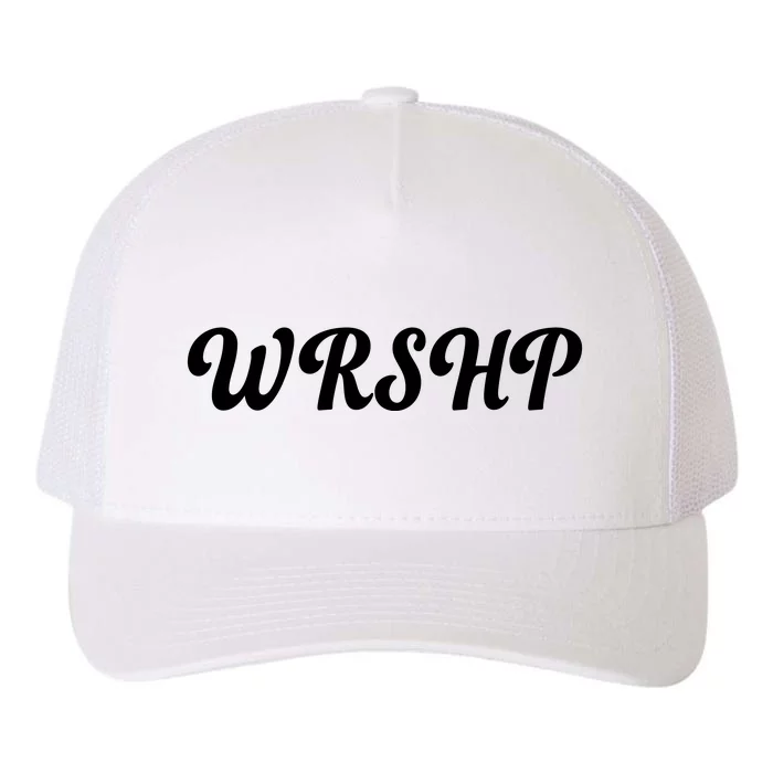 WRSHP Christian Worship Shortened Word Yupoong Adult 5-Panel Trucker Hat