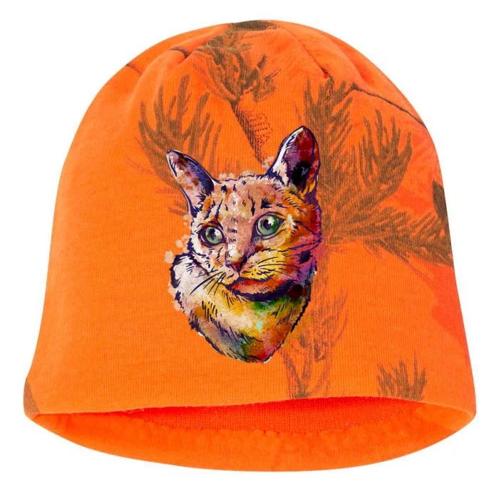 Watercolor Cat Kati - Camo Knit Beanie