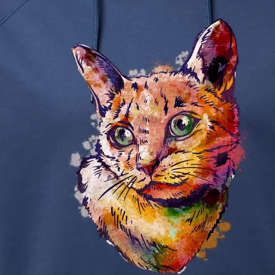 Watercolor Cat Performance Fleece Hoodie