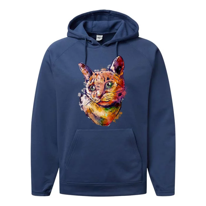 Watercolor Cat Performance Fleece Hoodie