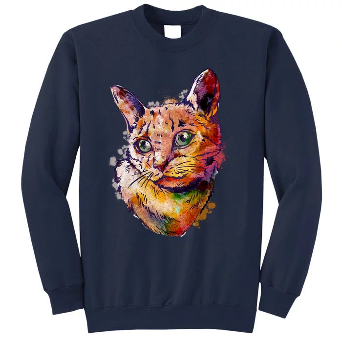 Watercolor Cat Tall Sweatshirt