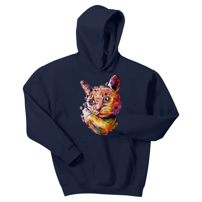 Watercolor Cat Kids Hoodie