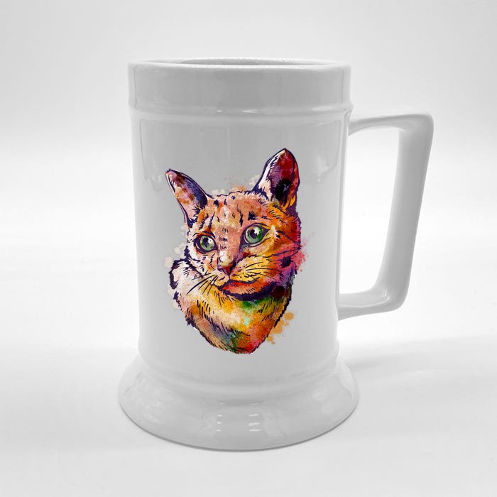 Watercolor Cat Front & Back Beer Stein