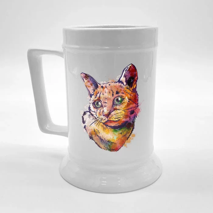 Watercolor Cat Front & Back Beer Stein