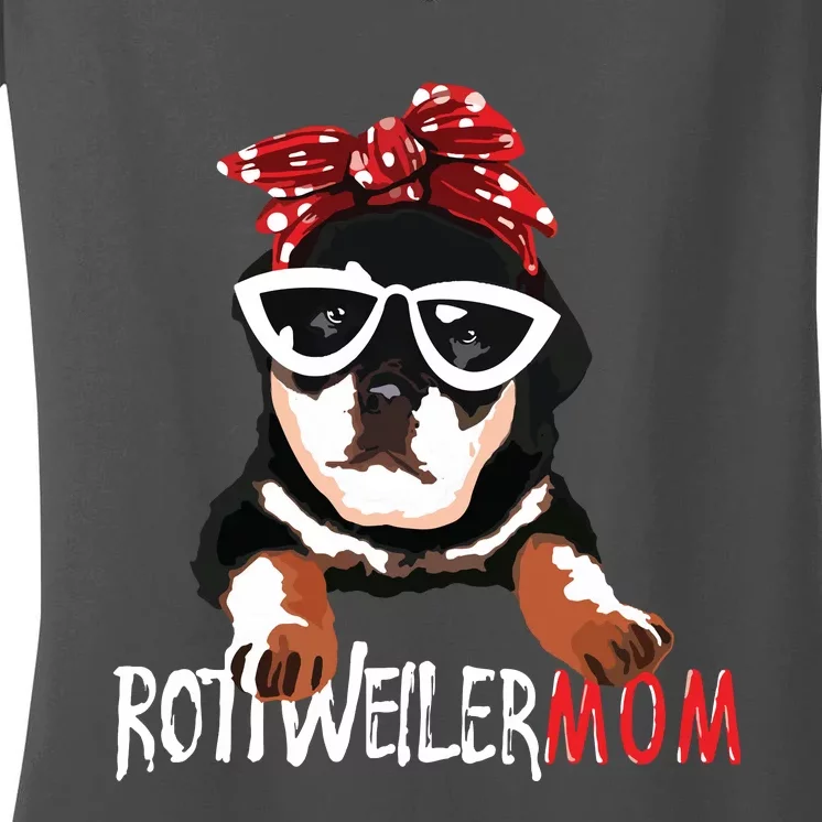 Womens Cute Womens Rottweiler Mom Gift Rottie Mom Women's V-Neck T-Shirt