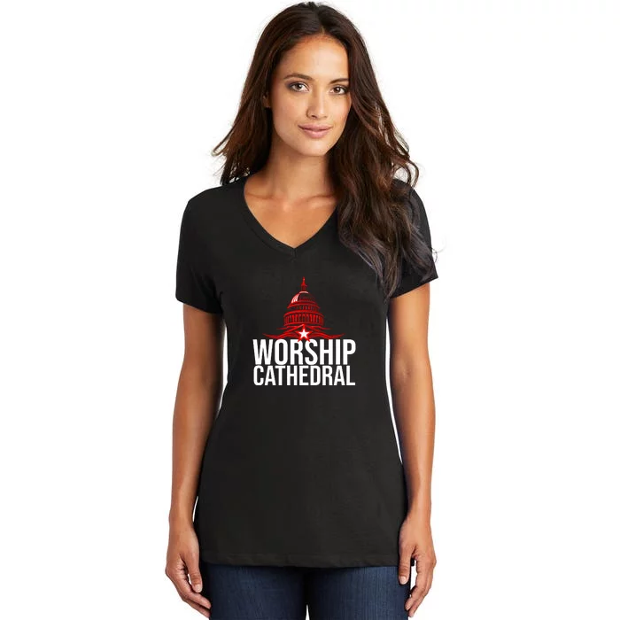 Worship Cathedral Women's V-Neck T-Shirt