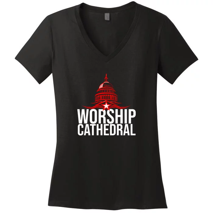 Worship Cathedral Women's V-Neck T-Shirt