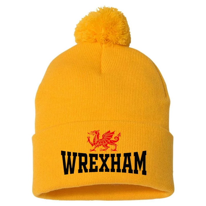 Wrexham City Wales Red Dragon Wrecsam Cymru County Of Wales Pom Pom 12in Knit Beanie