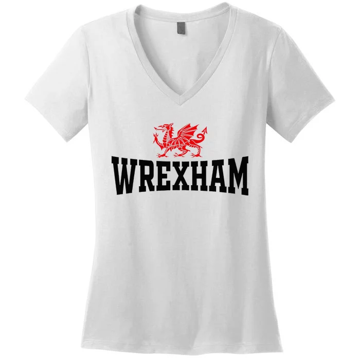 Wrexham City Wales Red Dragon Wrecsam Cymru County Of Wales Women's V-Neck T-Shirt