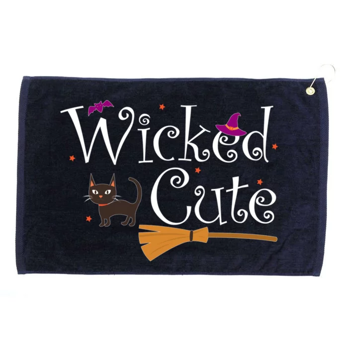 Wicked Cute Witch Halloween Costume Cat Broom Hat Gift Great Gift Grommeted Golf Towel