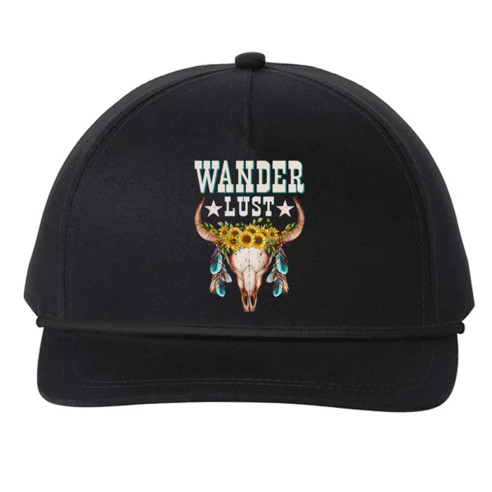 Wanderlust Country Western Boho Cow Skull Adventure Snapback Five-Panel Rope Hat