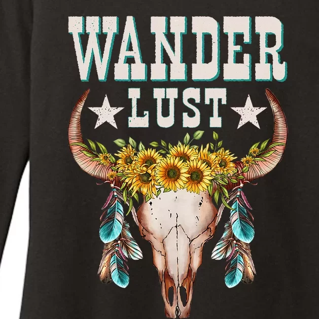 Wanderlust Country Western Boho Cow Skull Adventure Womens CVC Long Sleeve Shirt