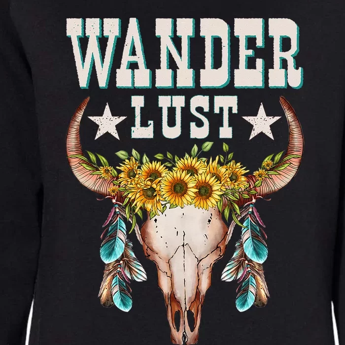 Wanderlust Country Western Boho Cow Skull Adventure Womens California Wash Sweatshirt