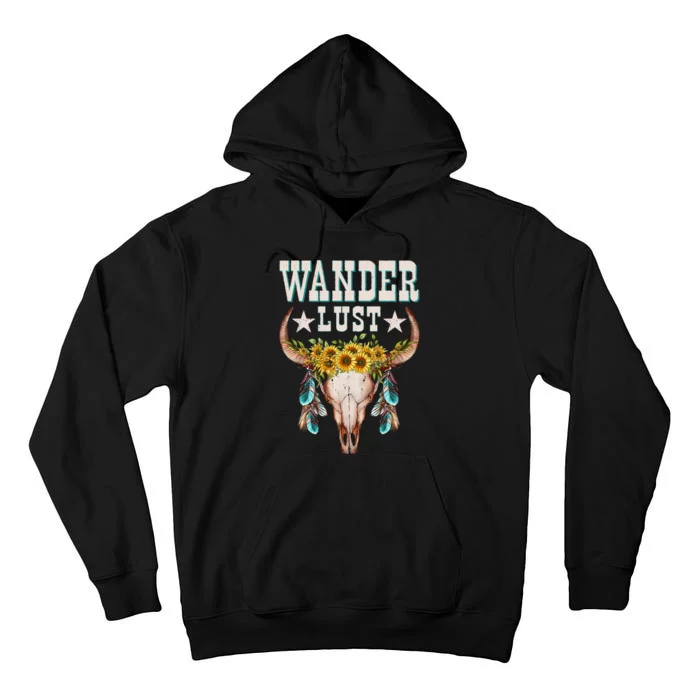 Wanderlust Country Western Boho Cow Skull Adventure Tall Hoodie