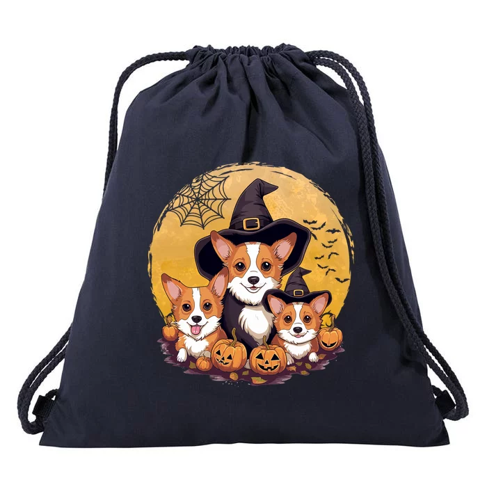 Welsh Corgi Witch HowlOWeen Pawsome Pumpkin Halloween Gift Drawstring Bag