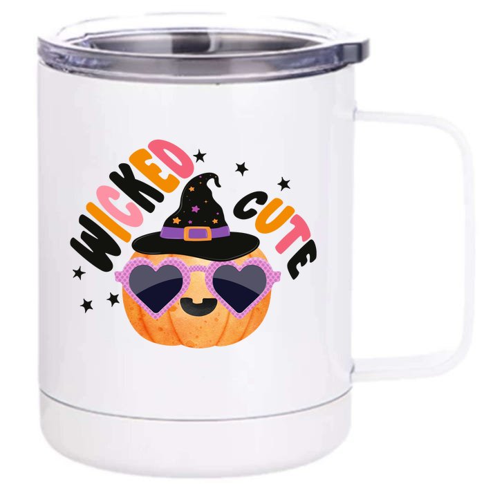 Wicked Cute Witch Halloween Pumpkin Front & Back 12oz Stainless Steel Tumbler Cup