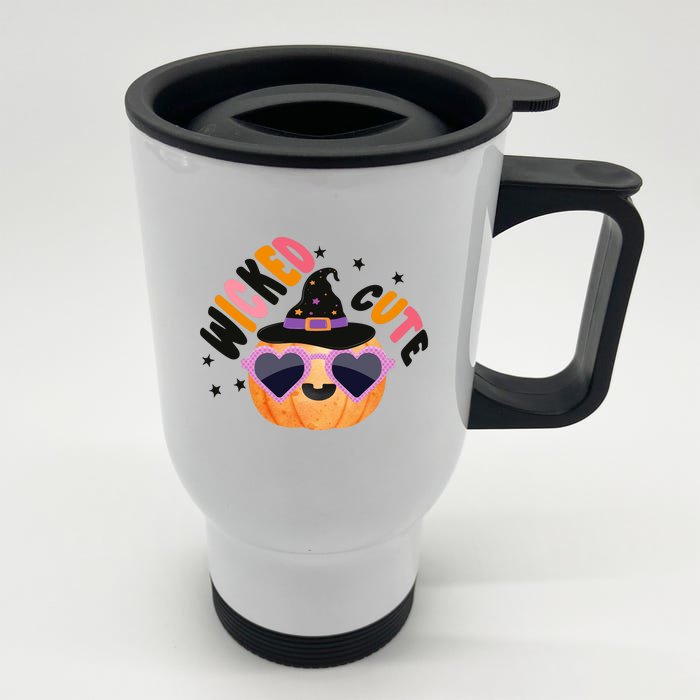 Wicked Cute Witch Halloween Pumpkin Front & Back Stainless Steel Travel Mug