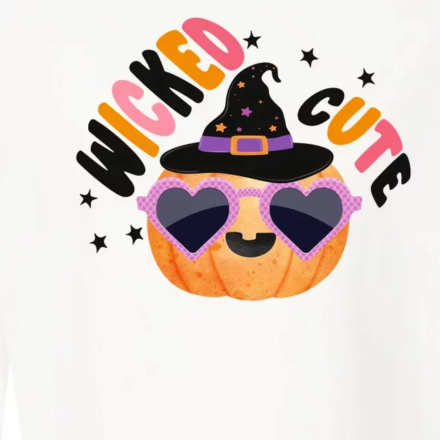 Wicked Cute Witch Halloween Pumpkin Cropped Pullover Crew