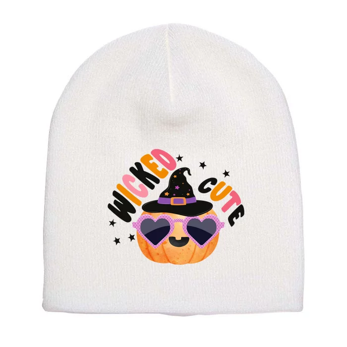 Wicked Cute Witch Halloween Pumpkin Short Acrylic Beanie