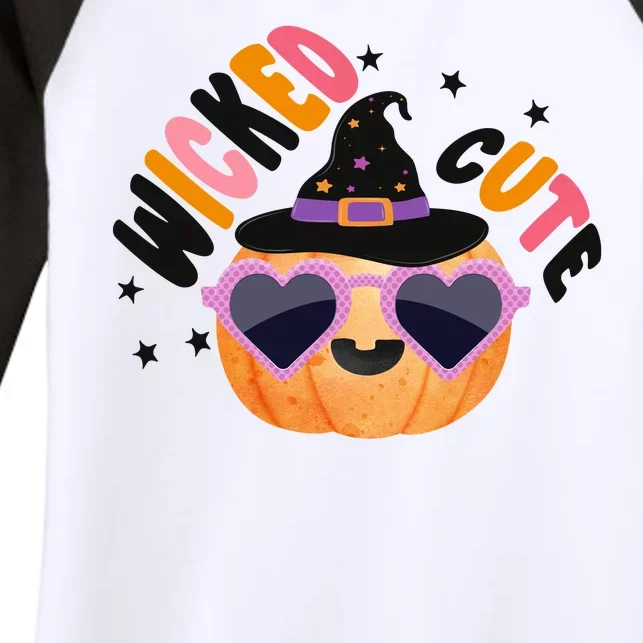 Wicked Cute Witch Halloween Pumpkin Women's Tri-Blend 3/4-Sleeve Raglan Shirt